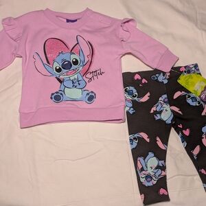 Disney Stitch Pink and Gray Kids Matching Set